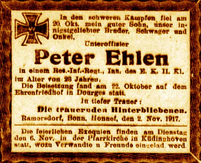 Anzeige im General-Anzeiger vom 3. November 1917