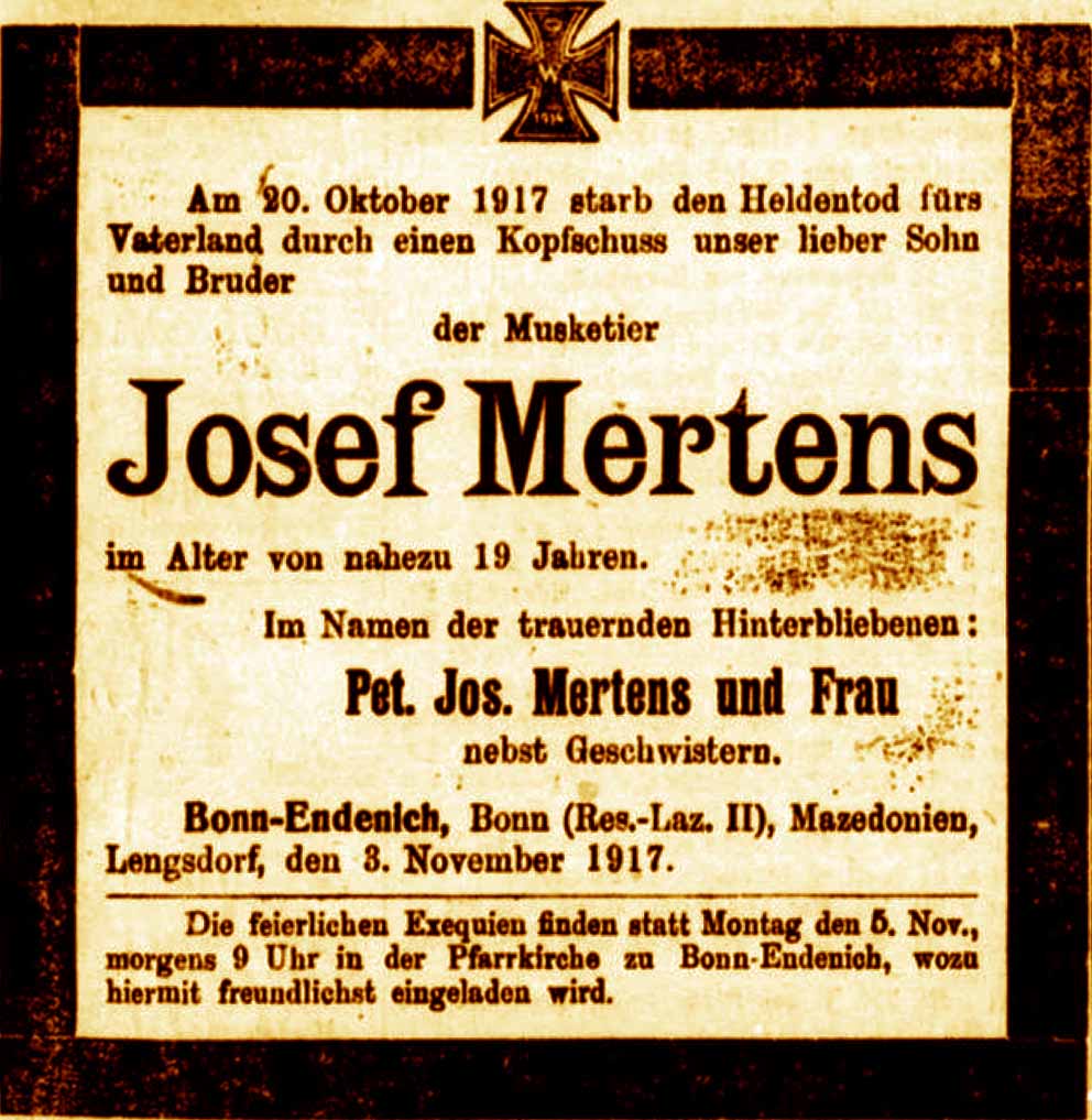 Anzeige in der Deutschen Reichs-Zeitung vom 4. November 1917