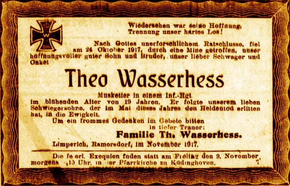 Anzeige im General-Anzeiger vom 4. November 1917