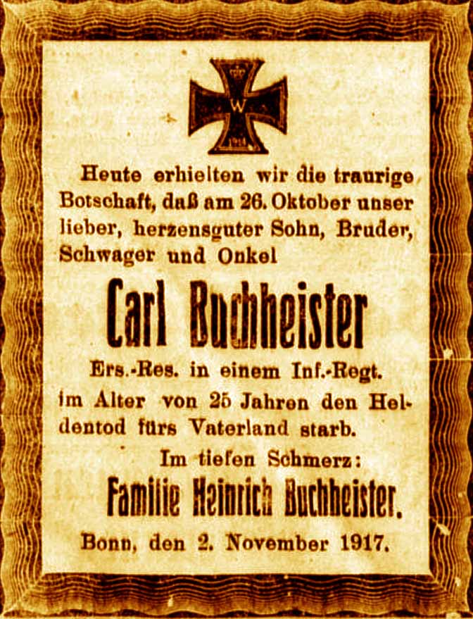 Anzeige im General-Anzeiger vom 4. November 1917