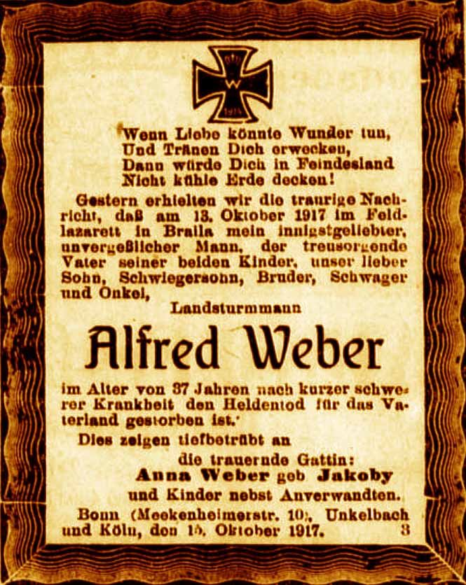 Anzeige im General-Anzeiger vom 17. Oktober 1917