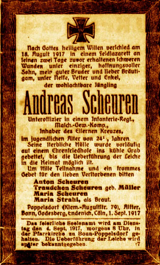 Anzeige im General-Anzeiger vom 2. September 1917