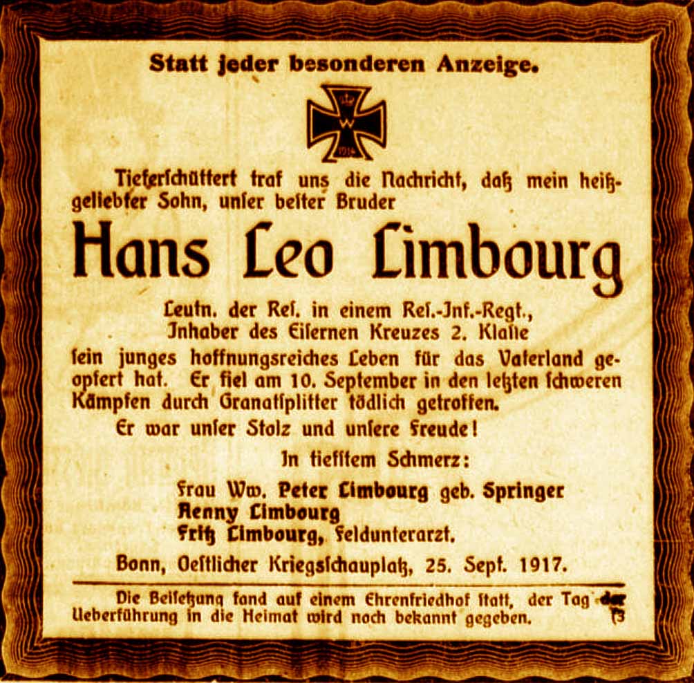 Anzeige im General-Anzeiger vom 26. September 1917