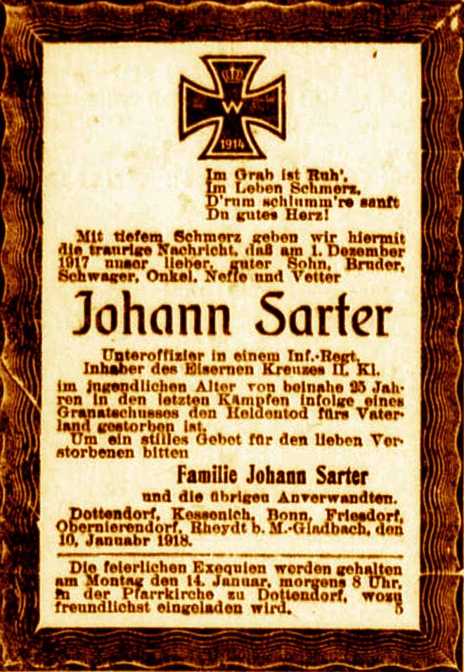 Anzeige im General-Anzeiger vom 11. Januar 1918
