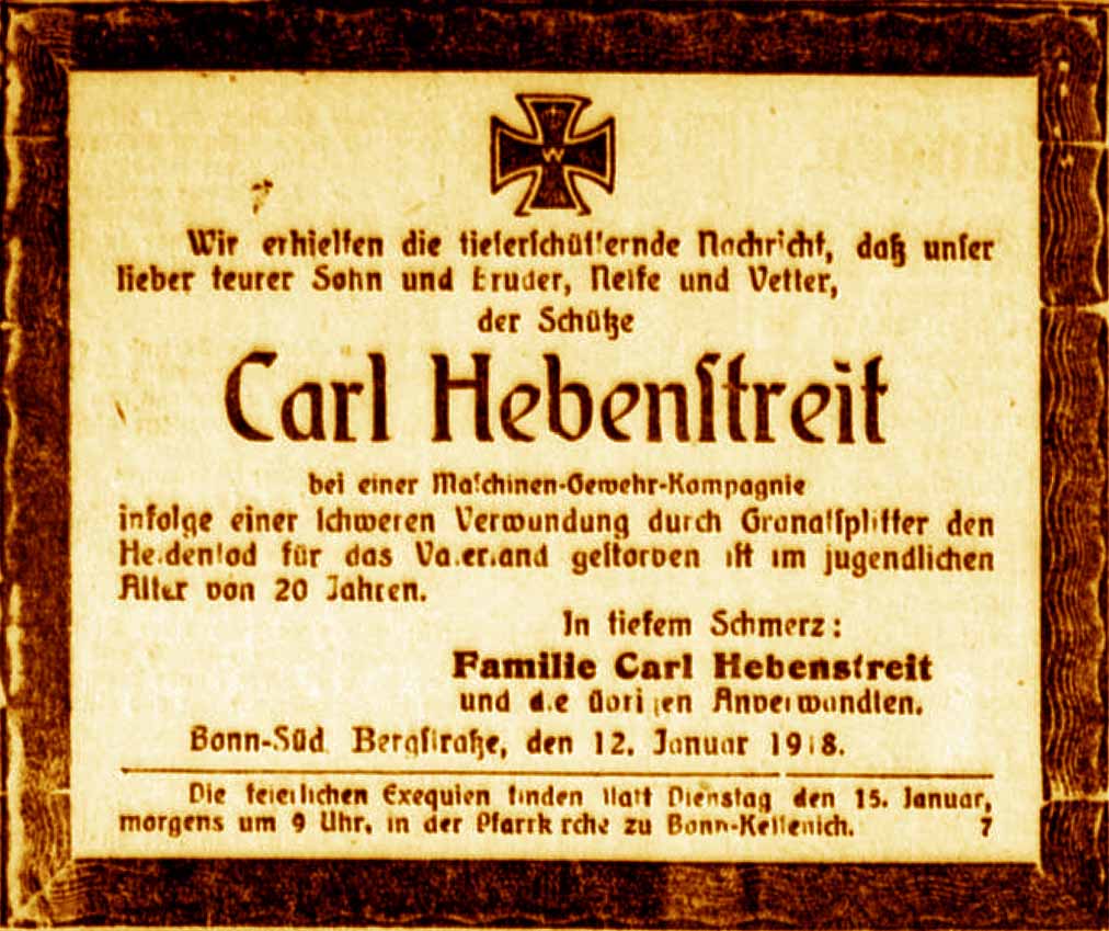 Anzeige im General-Anzeiger vom 13. Januar 1918