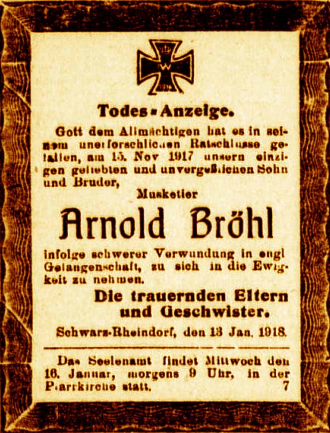 Anzeige im General-Anzeiger vom 13. Januar 1918