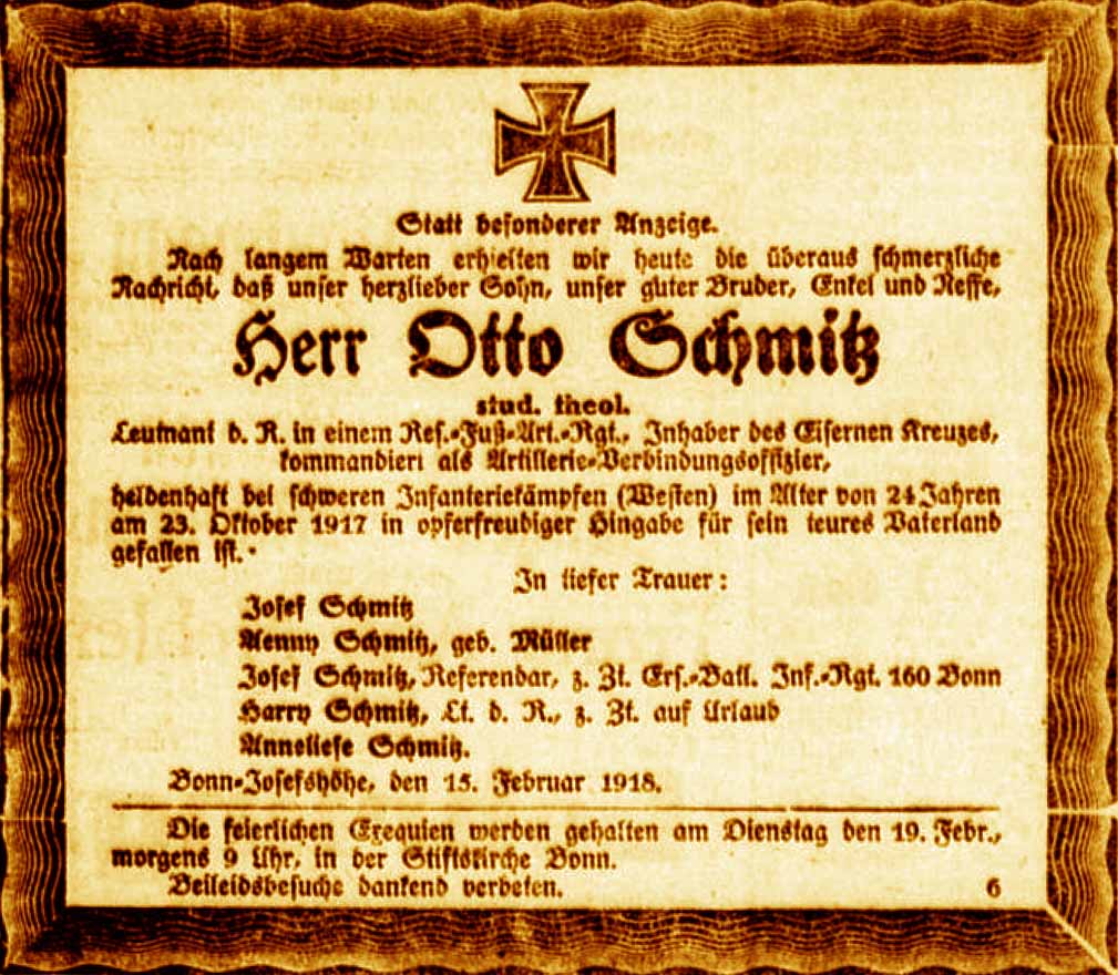 Anzeige im General-Anzeiger vom 16. Februar 1918