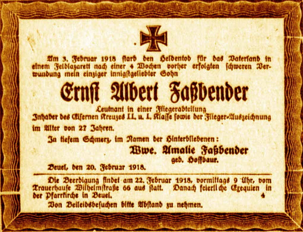 Anzeige im General-Anzeiger vom 21. Februar 1918