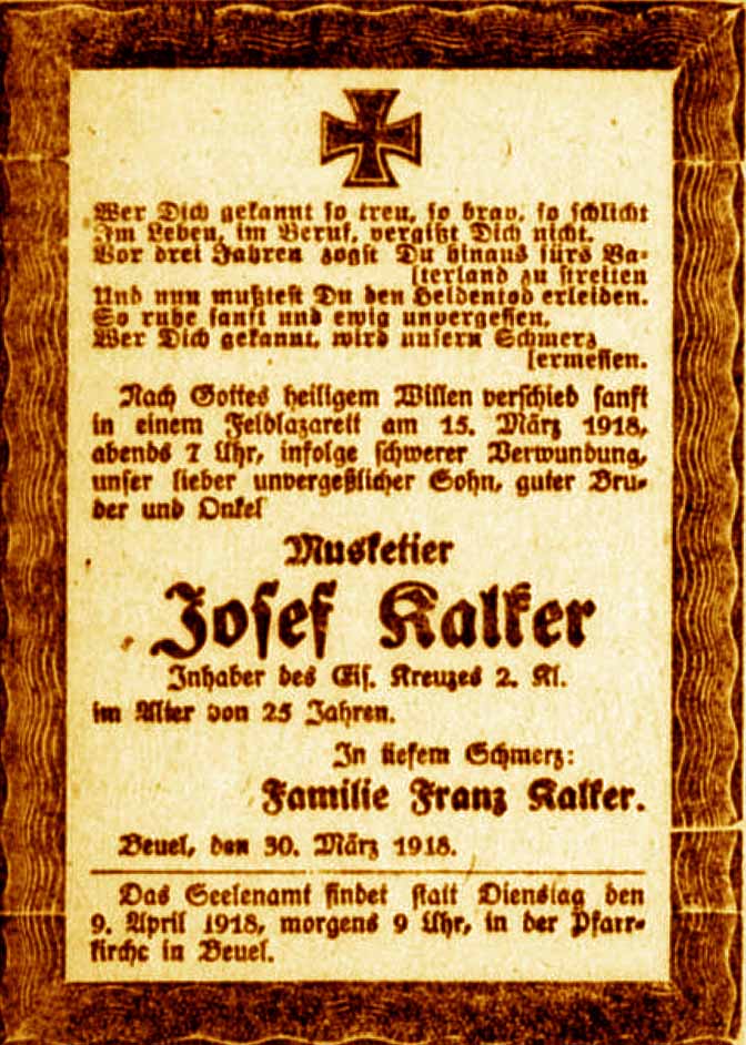 Anzeige im General-Anzeiger vom 3. April 1918