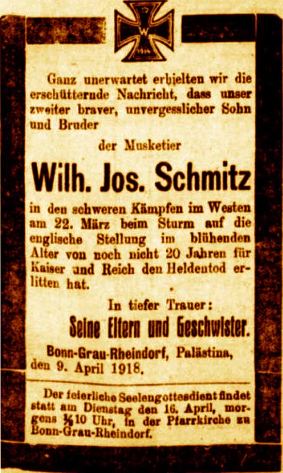 Anzeige in der Deutschen Reichs-Zeitung vom 10. April 1918