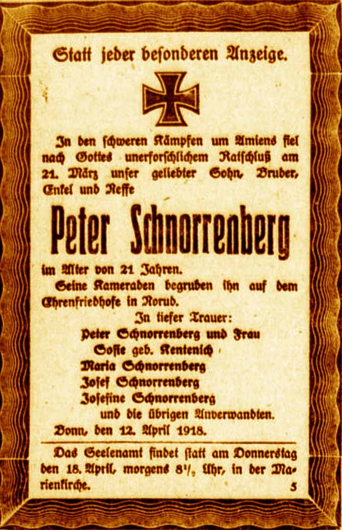 Anzeige im General-Anzeiger vom 12. April 1918