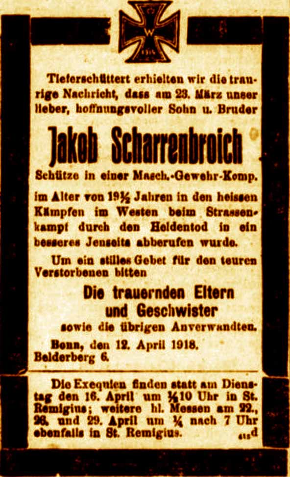 Anzeige in der Deutschen Reichs-Zeitung vom 13. April 1918