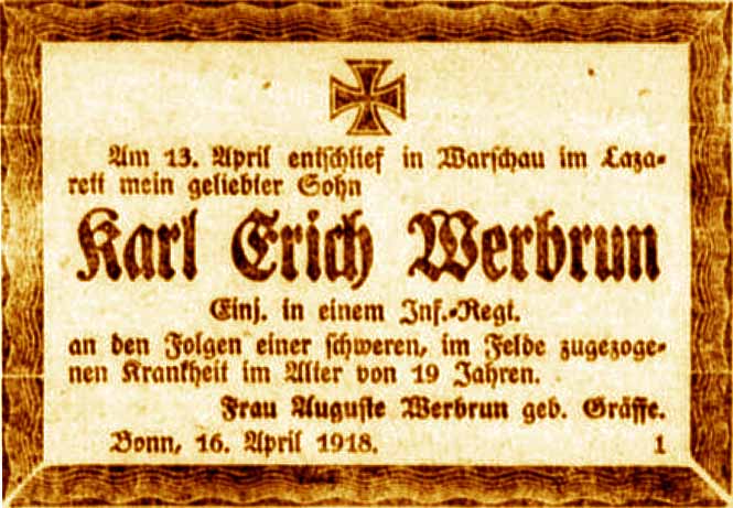 Anzeige im General-Anzeiger vom 18. April 1918