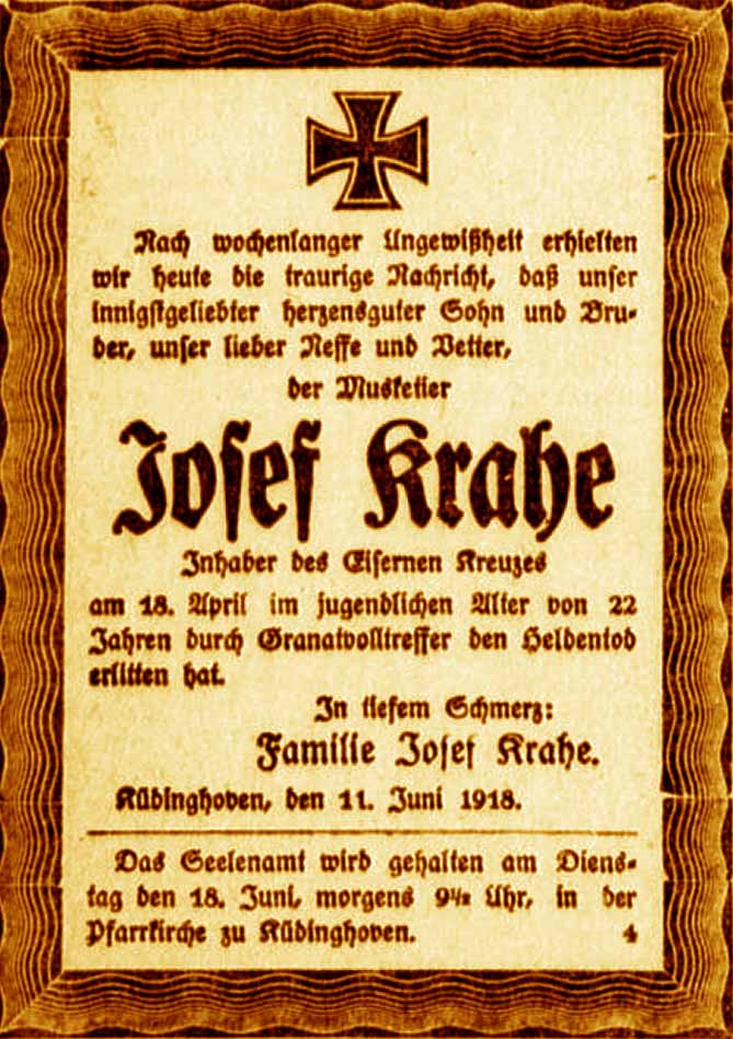 Anzeige im General-Anzeiger vom 13. Juni 1918