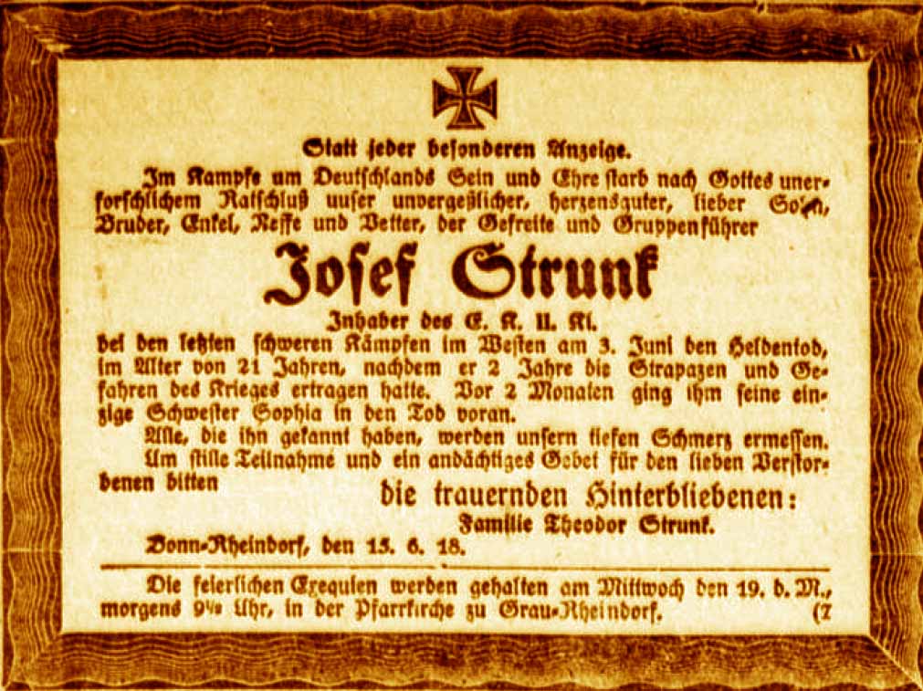 Anzeige im General-Anzeiger vom 16. Juni 1918