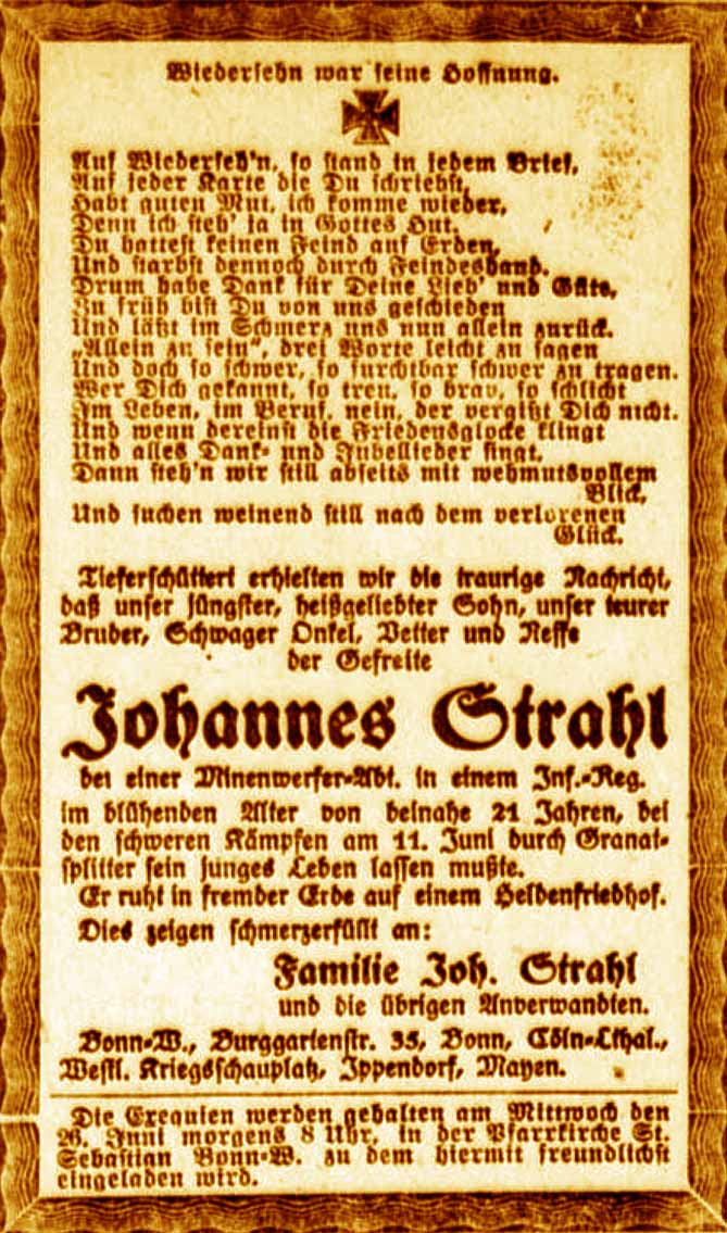 Anzeige im General-Anzeiger vom 23. Juni 1918