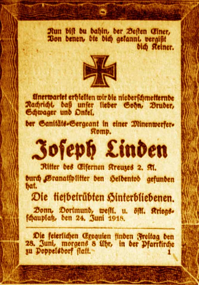 Anzeige im General-Anzeiger vom 24. Juni 1918