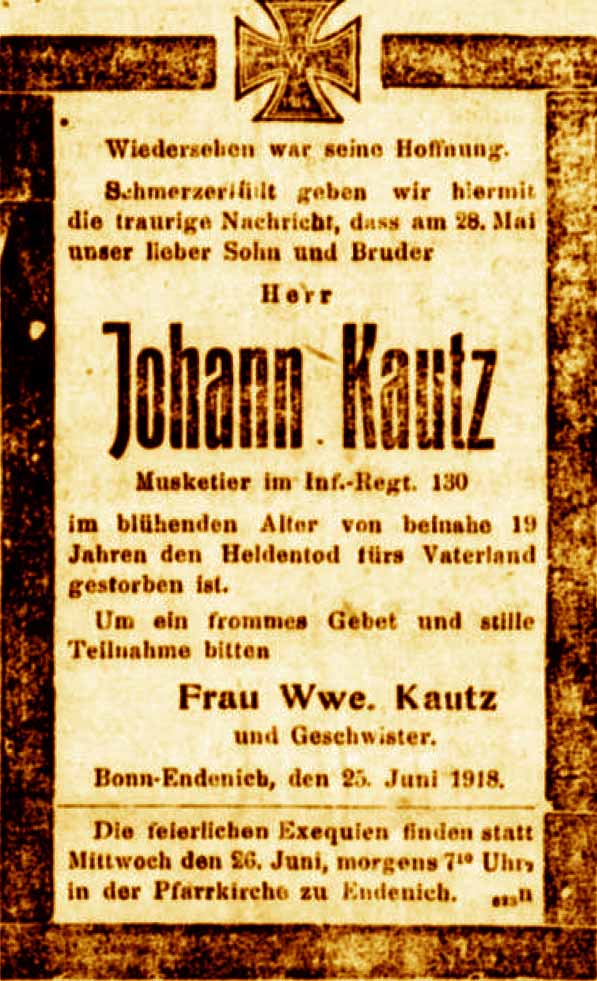 Anzeige in der Deutschen Reichs-Zeitung vom 26. Juni 1918