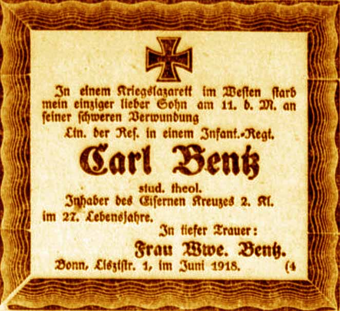 Anzeige im General-Anzeiger vom 27. Juni 1918