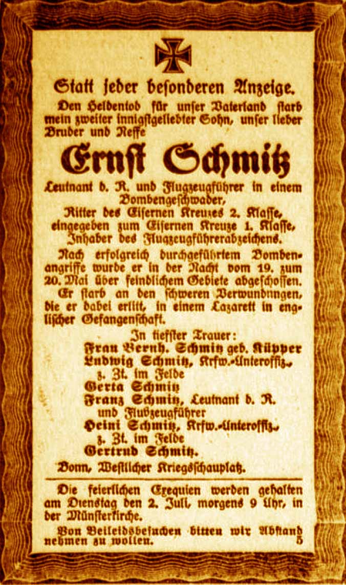 Anzeige im General-Anzeiger vom 28. Juni 1918