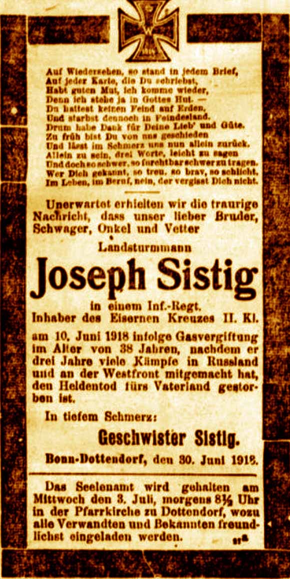 Anzeige in der Deutschen Reichs-Zeitung vom 2. Juli 1918