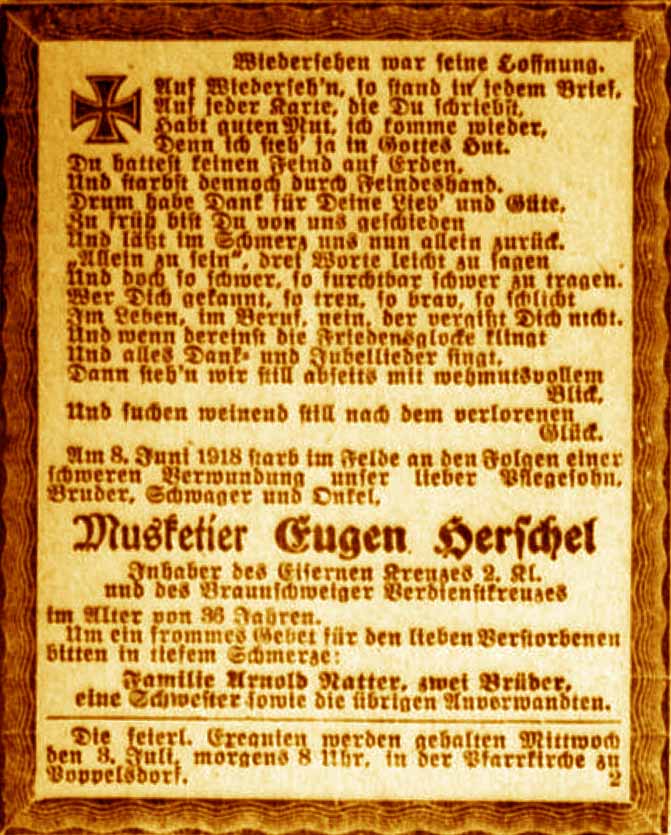 Anzeige im General-Anzeiger vom 2. Juli 1918