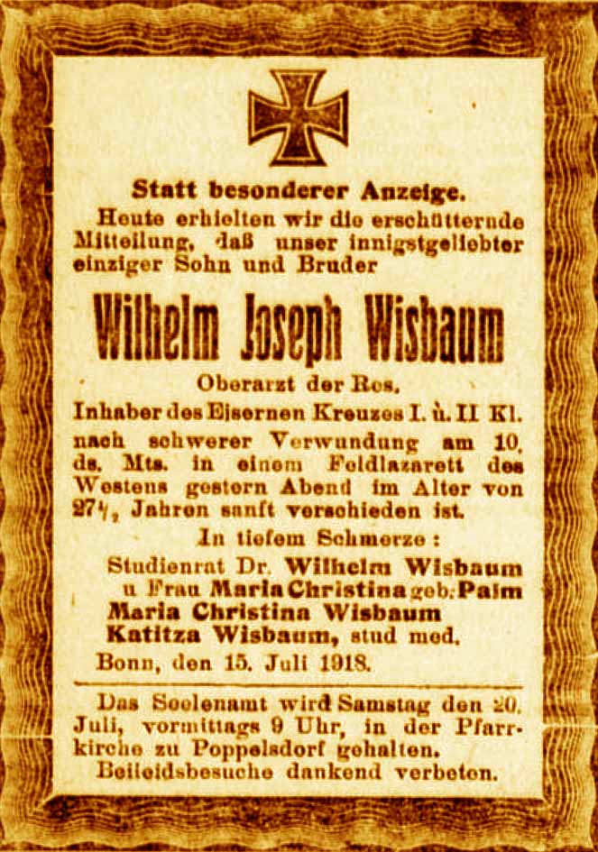 Anzeige im General-Anzeiger vom 17. Juli 1918