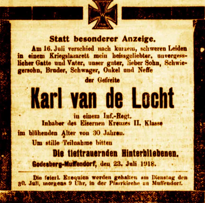 Anzeige in der Deutschen Reichs-Zeitung vom 24. Juli 1918