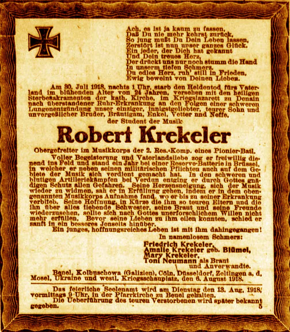 Anzeige im General-Anzeiger vom 9. August 1918