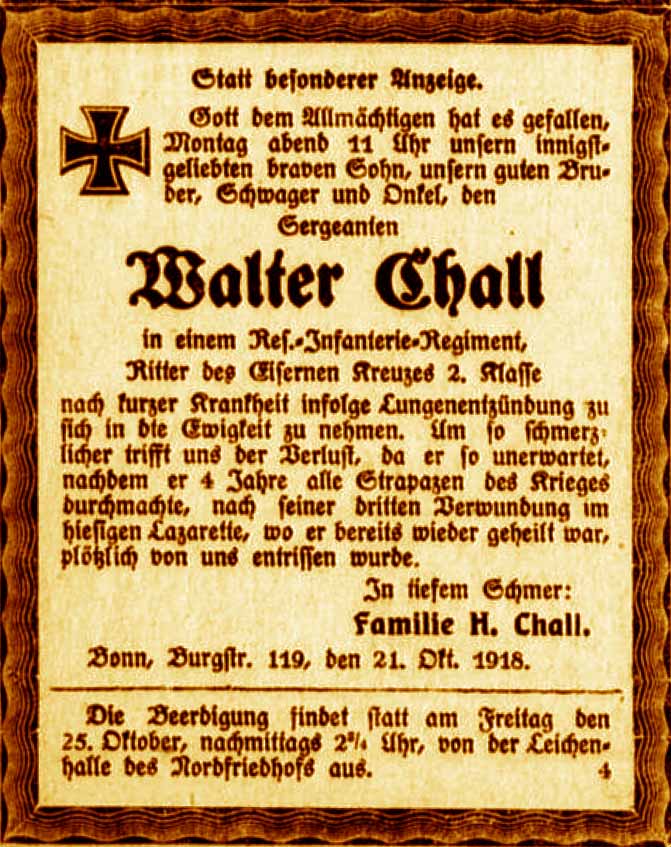 Anzeige im General-Anzeiger vom 24. Oktober 1918