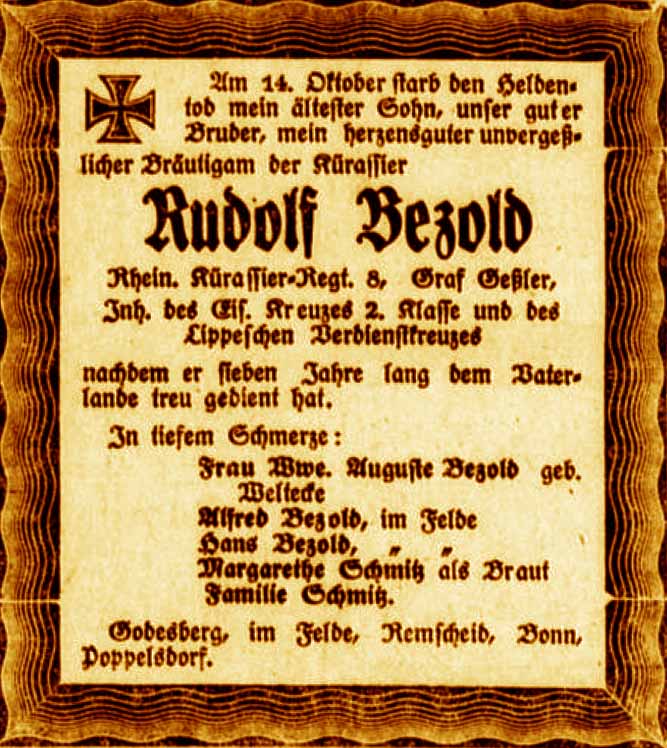 Anzeige im General-Anzeiger vom 29. Oktober 1918