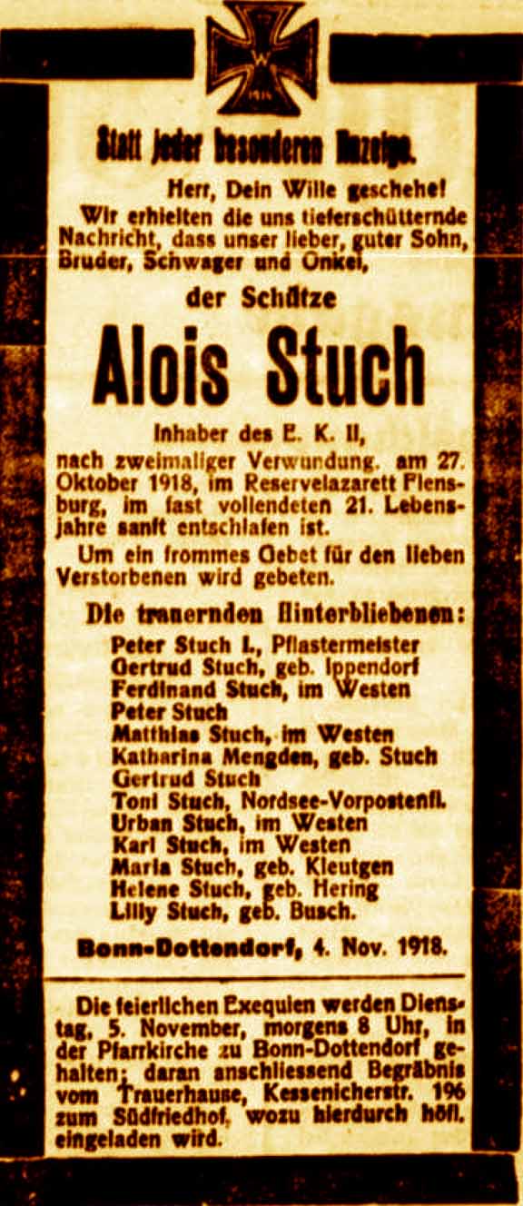 Anzeige in der Deutschen Reichs-Zeitung vom 4. November 1918