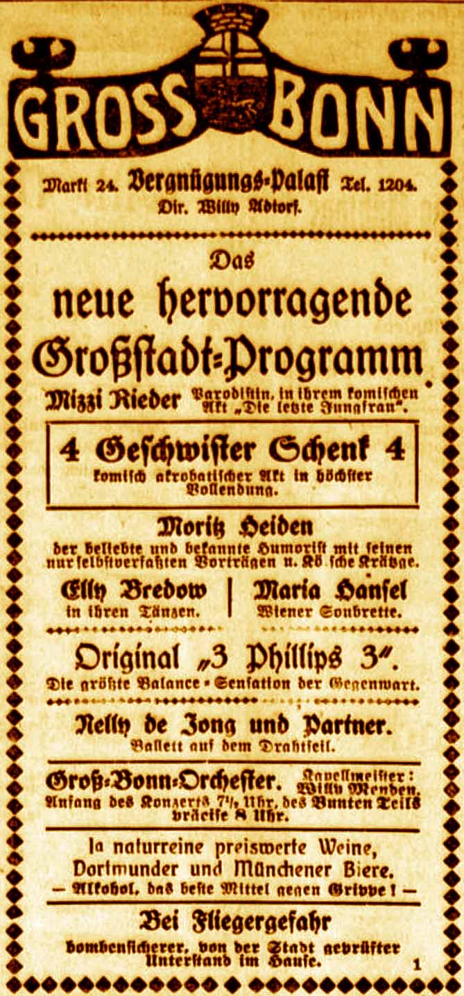 Anzeige im General-Anzeiger vom 4. November 1918