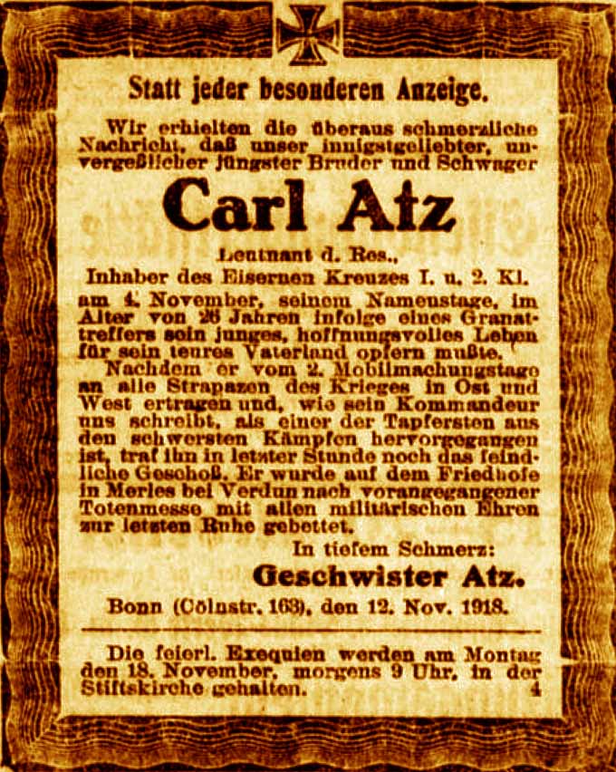 Anzeige im General-Anzeiger vom 14. November 1918