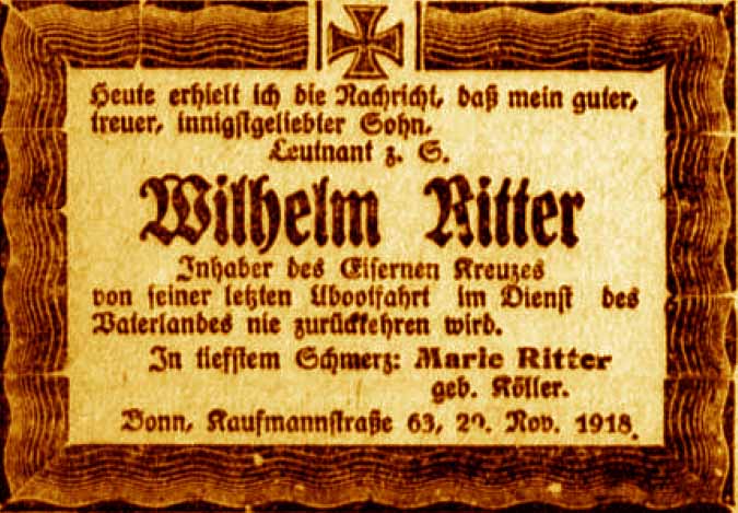 Anzeige im General-Anzeiger vom 30. November 1918