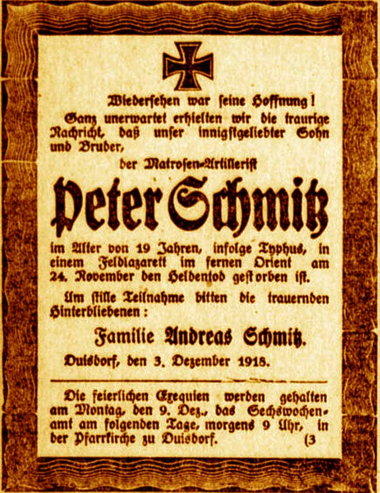 Anzeige im General-Anzeiger vom 4. Dezember 1918