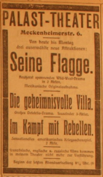 Anzeige im General-Anzeiger vom 15. August 1914