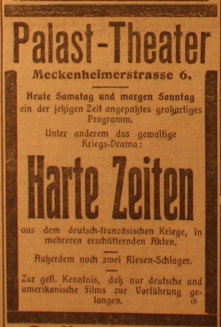 Anzeige im Bonner General-Anzeiger vom 8. August 1914