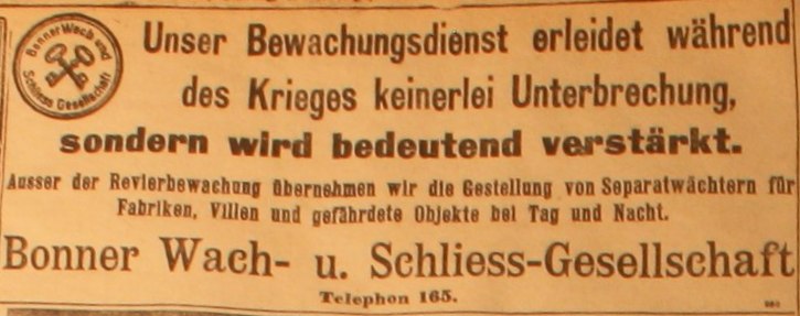 Anzeige in der Deutschen Reichs-Zeitung vom 9. August 1914