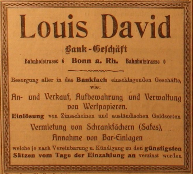 Anzeige im Bonner General-Anzeiger vom 9. August 1914