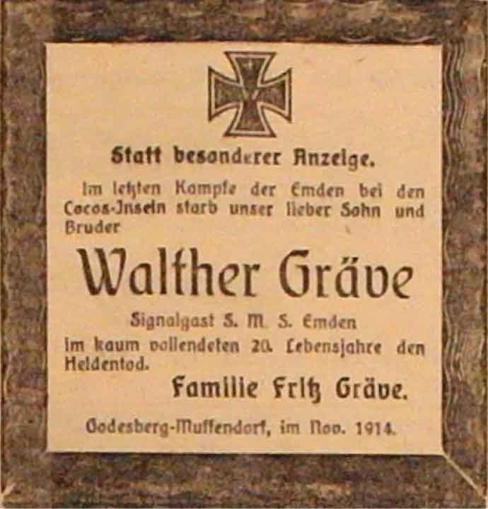 Anzeige im General-Anzeiger vom 2. Dezember 1914