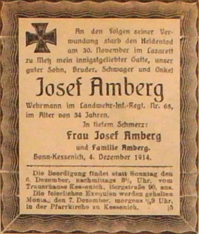 Anzeige im General-Anzeiger vom 4. Dezember 1914