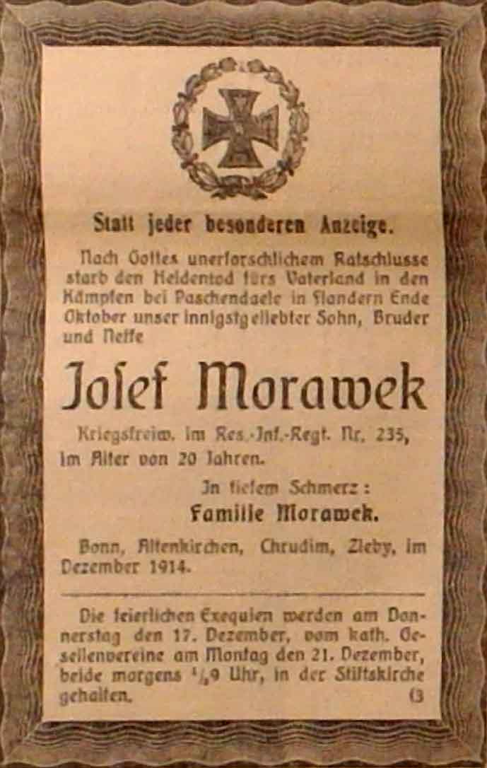Anzeige im General-Anzeiger vom 9. Dezember 1914