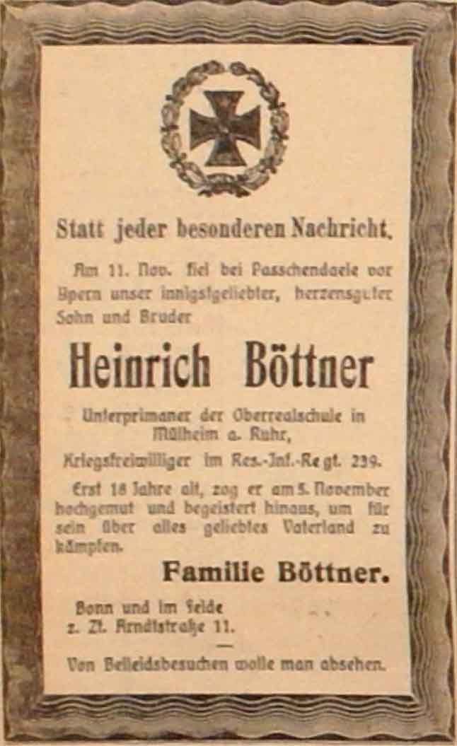 Anzeige im General-Anzeiger vom 10. Dezember 1914