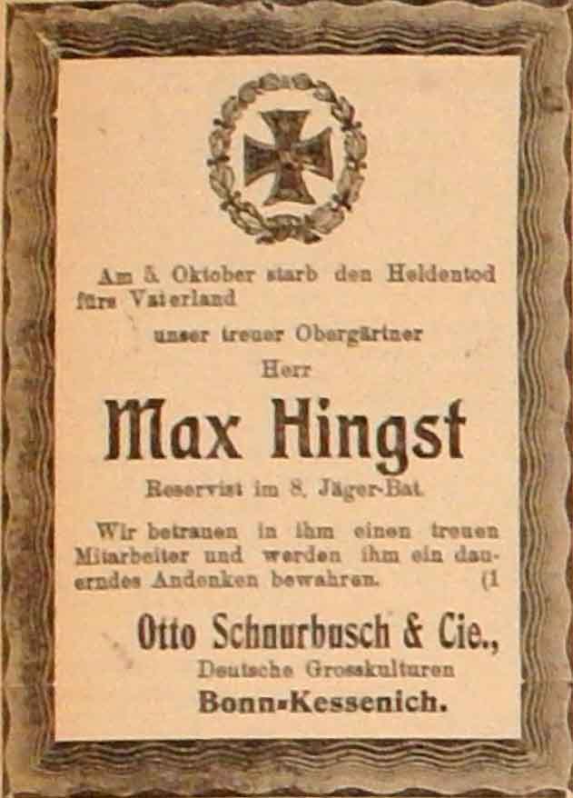 Anzeige im General-Anzeiger vom 19. Dezember 1914