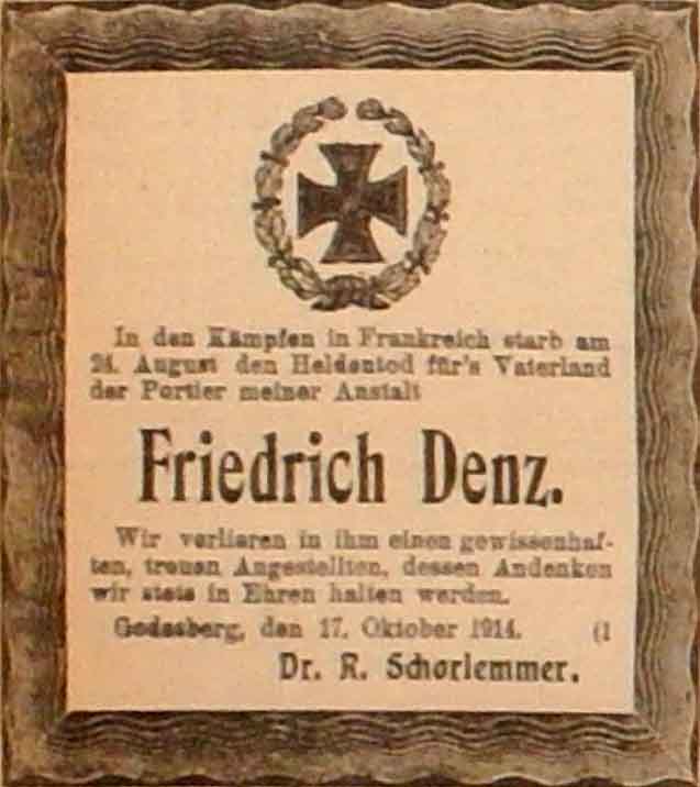 Anzeige im General-Anzeiger vom 19. Dezember 1914