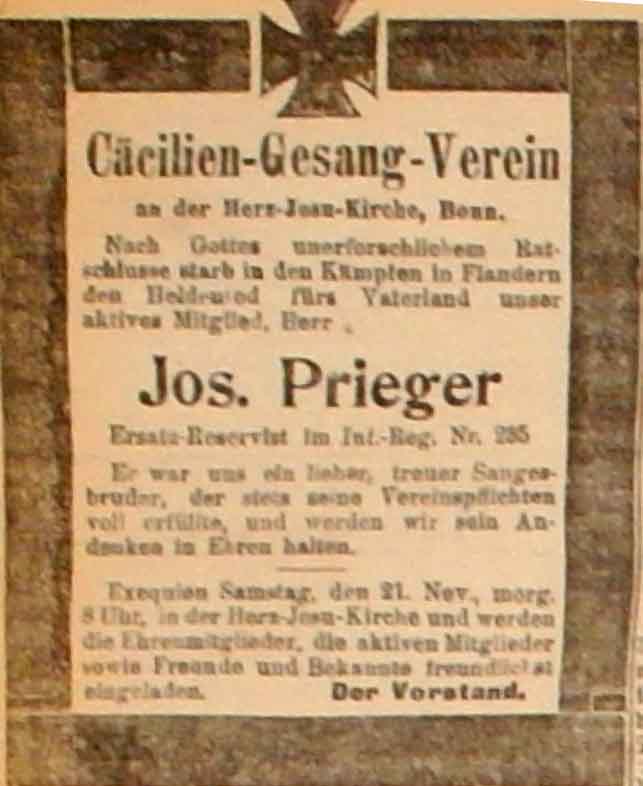Anzeige in der Deutschen Reichszeitung vom 20. Dezember 1914