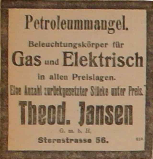 Anzeige in der Deutschen Reichszeitung vom 21. Dezember 1914