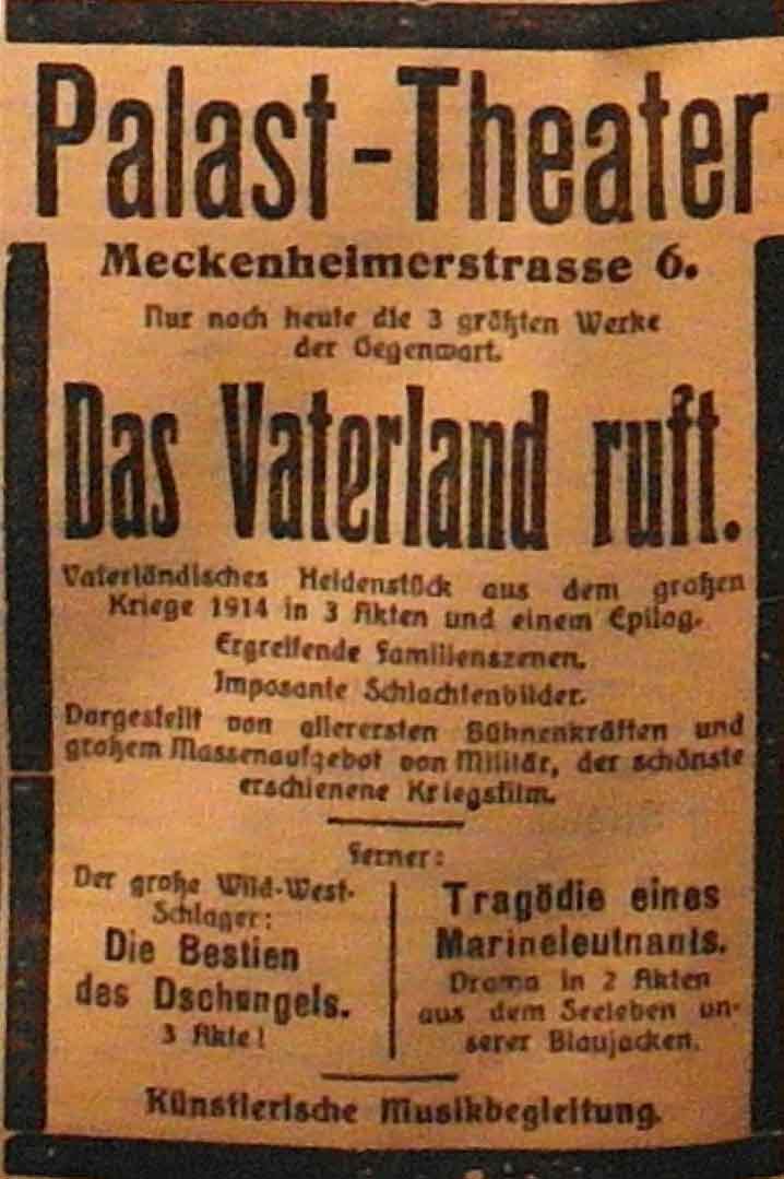Anzeige im General-Anzeiger vom 21. Dezember 1914