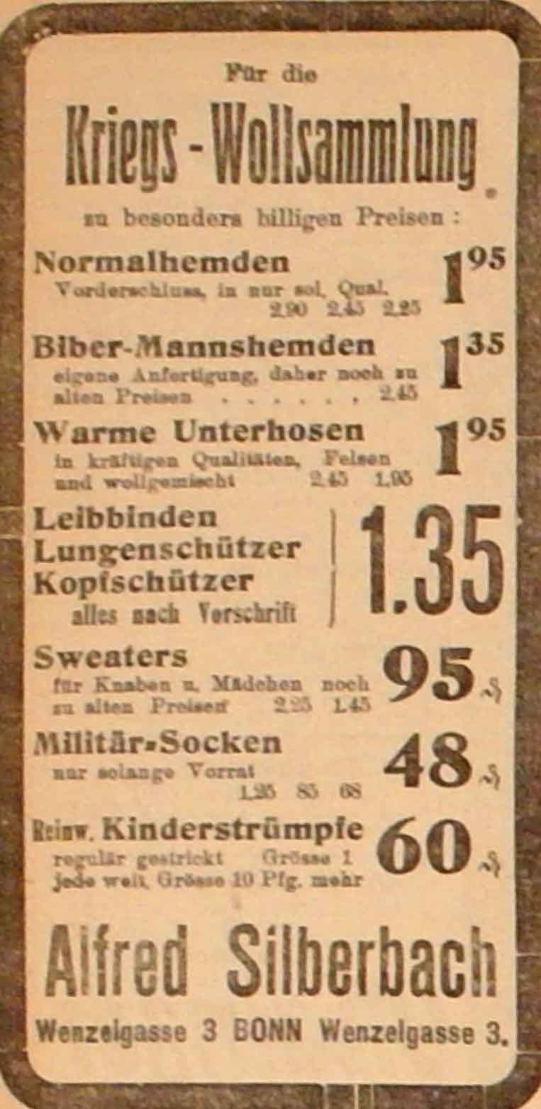 Anzeige im General-Anzeiger vom 2. November 1914